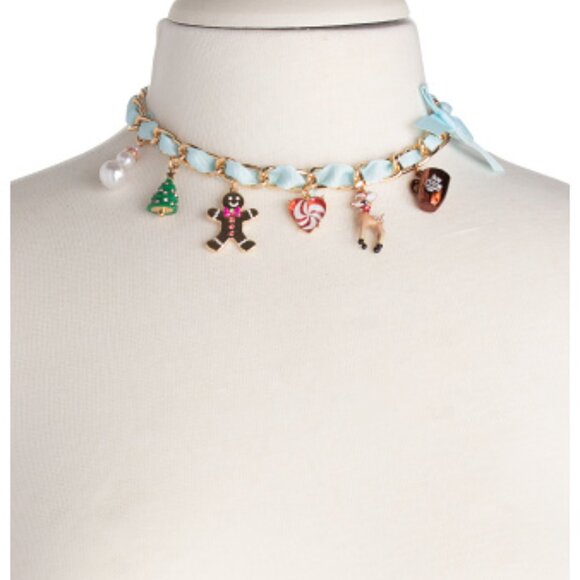 Betsey Johnson Festive Holiday Christmas Charm Necklace - Picture 2 of 2